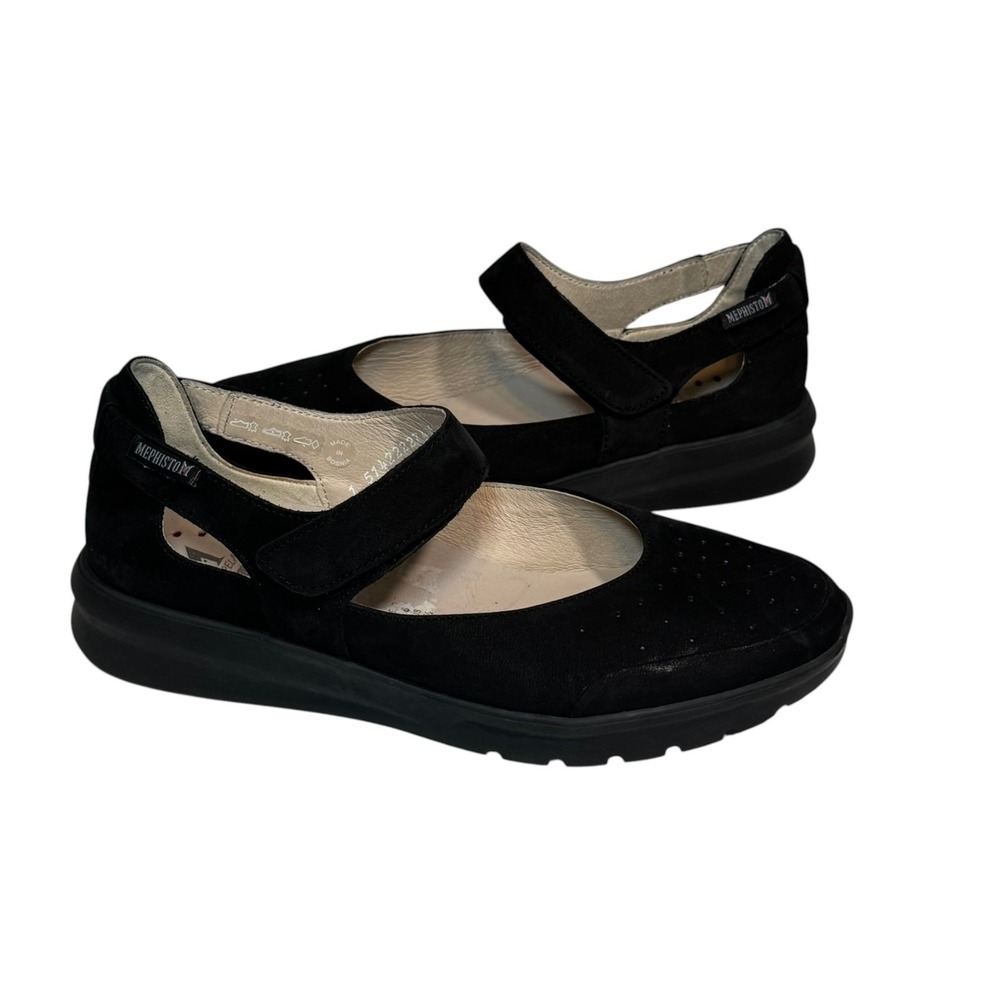 Mephisto Marsia Black Nubuck Mary Jane Flats Womens 8.5 New $269 - Picture 2 of 9